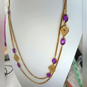 Vintage Sarah Coventry Lavender n' Lace Necklace Amethyst Rhinestones Go…